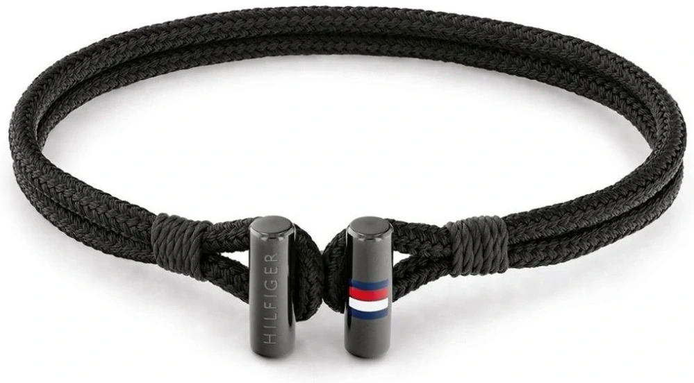 Pánsky náramok Tommy Hilfiger 2790336 – čierny braided náramok s oceľou