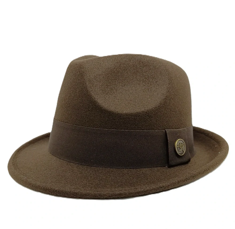 Pánsky fedora klobúk hnedý – štýlový plstený model