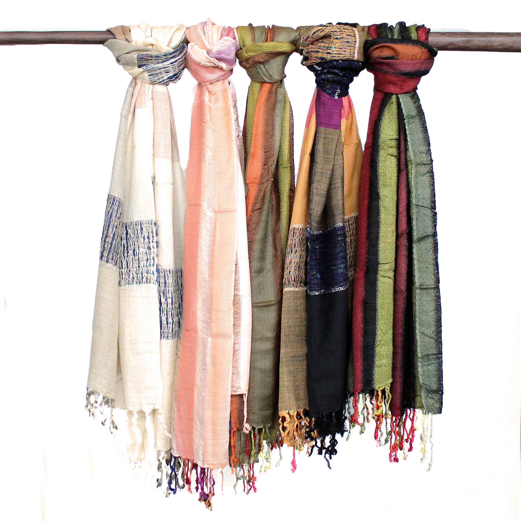 Veľké Indické Boho Šatky -75x180cm - rôzne farby so zlatou niťou