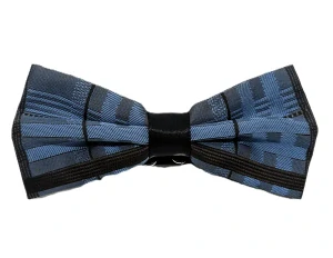 Pánsky motýlik do obleku modrý kockovaný – pevný uzol, elegantný motýlik