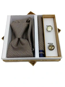 Elegantný pánsky set kravata, vreckovka a manžetové gombíky