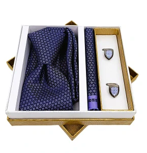 Elegantný pánsky set s kravatou, vreckovkou a manžetovými gombíkmi