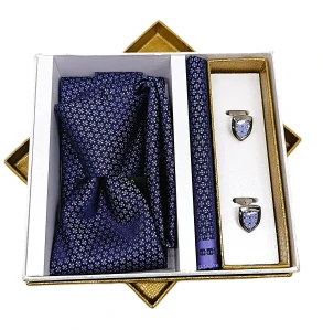 Pánska kravata, vreckovka a manžetové gombíky – elegantný fialový set do obleku