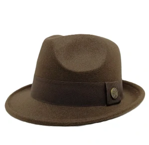 Pánsky hnedý fedora klobúk – elegantný plstený model