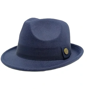 Pánsky modrý fedora klobúk – elegantný plstený model