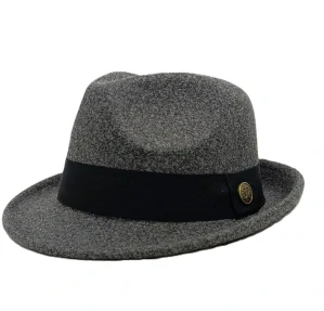 Pánsky sivý fedora klobúk – elegantný plstený model