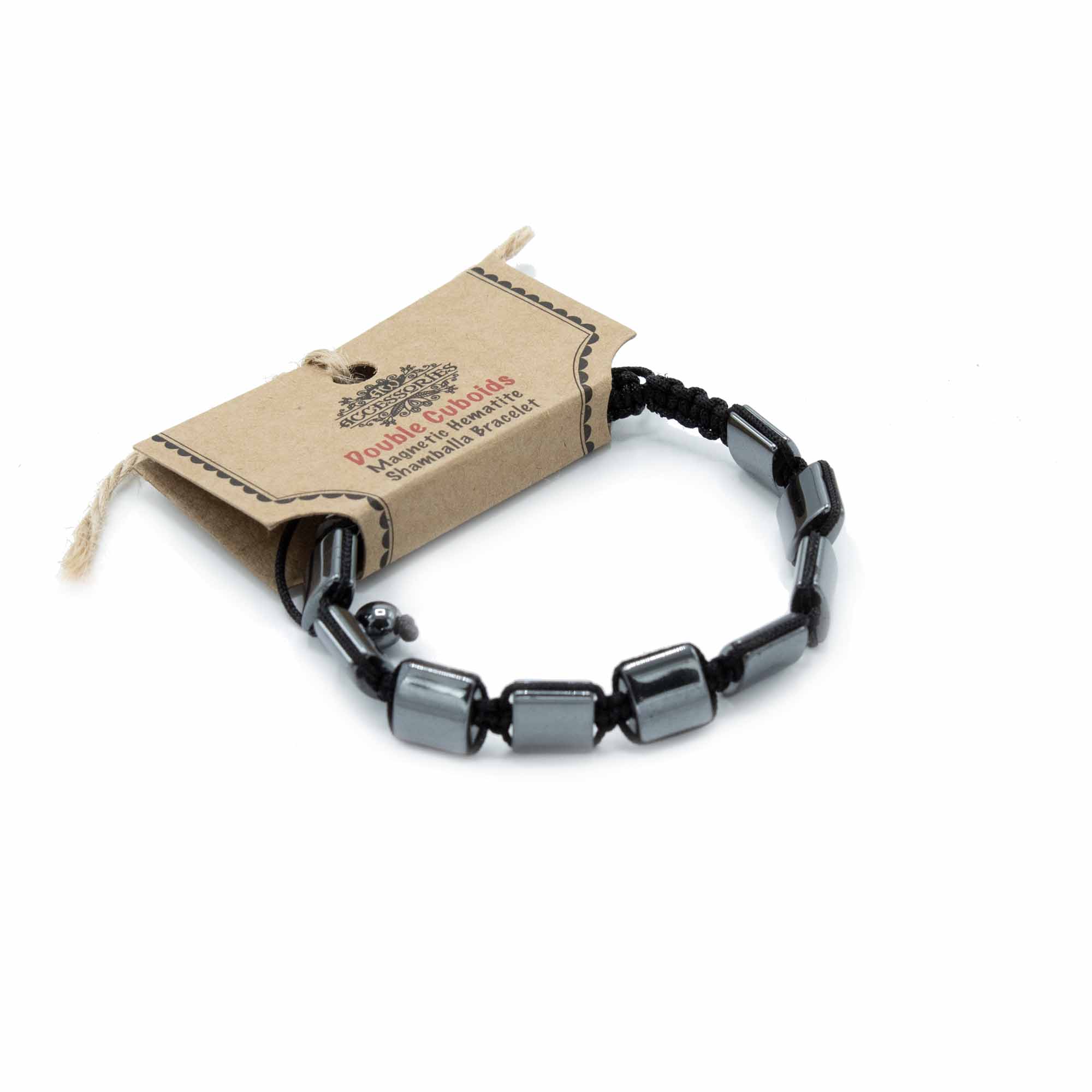 Magnetický hematitový náramok Shamballa - dvojité kocky