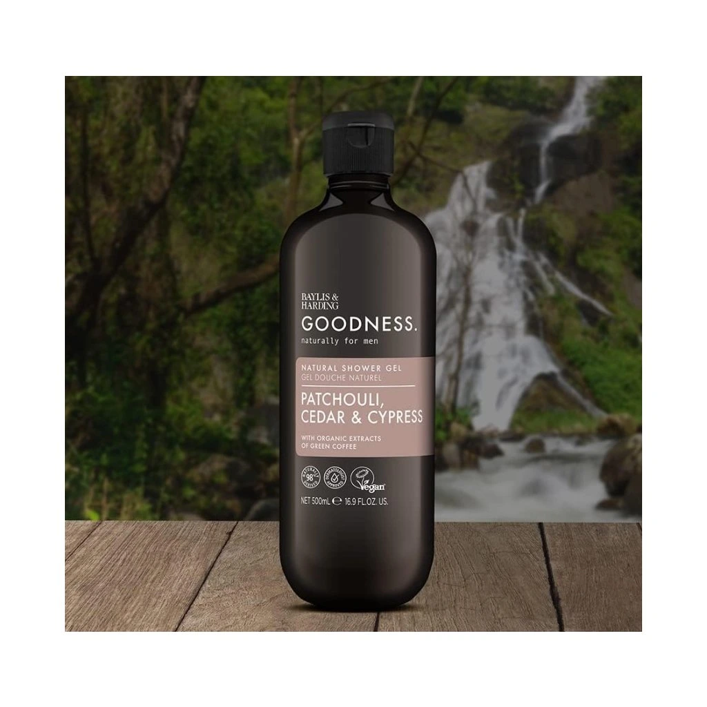 Pánsky sprchový gél Goodness Men- Pačuli, Céder, Cypriš 500ml