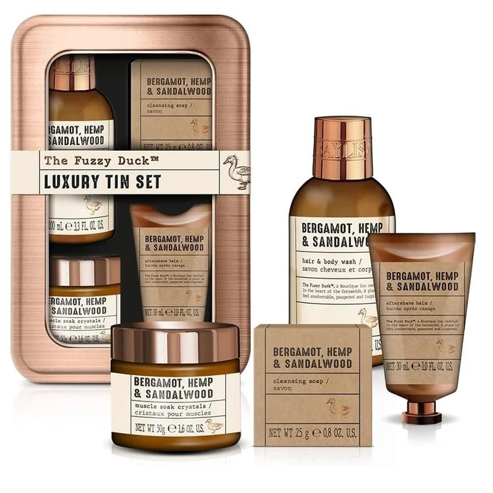 Pánska darčeková sada Bergamot, Hemp & Sandalwood 4 ks – telo, vlasy a pleť