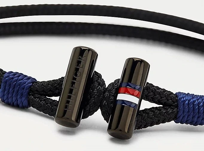 Pánsky náramok Tommy Hilfiger 2790336 – čierny braided náramok s oceľou