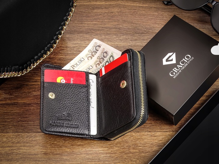Malá dámska kožená peňaženka GRACIO s RFID- čierna