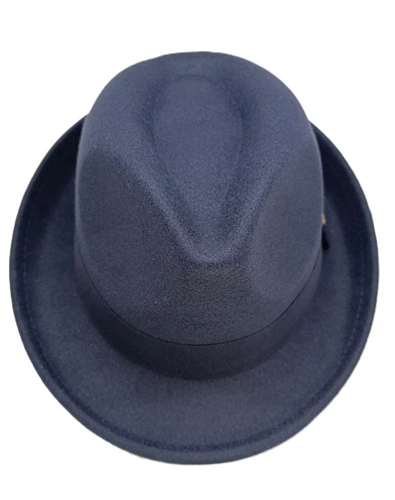 Pánsky modrý fedora klobúk – elegantný plstený model