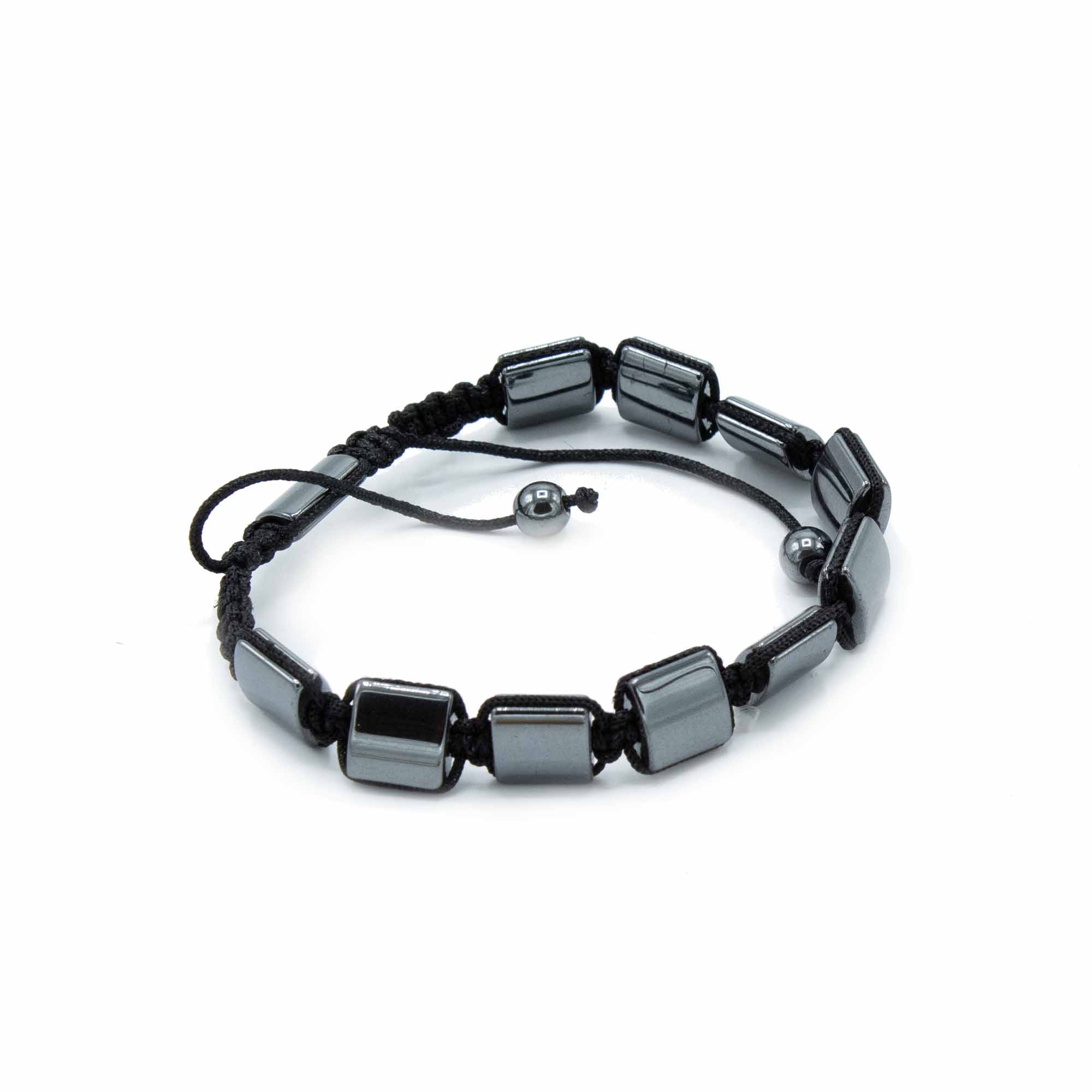 Magnetický hematitový náramok Shamballa - dvojité kocky