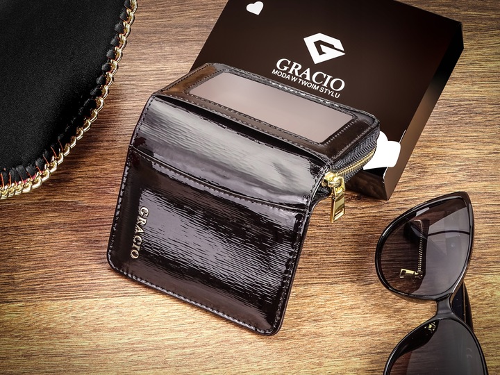 Malá dámska kožená peňaženka GRACIO s RFID- čierna