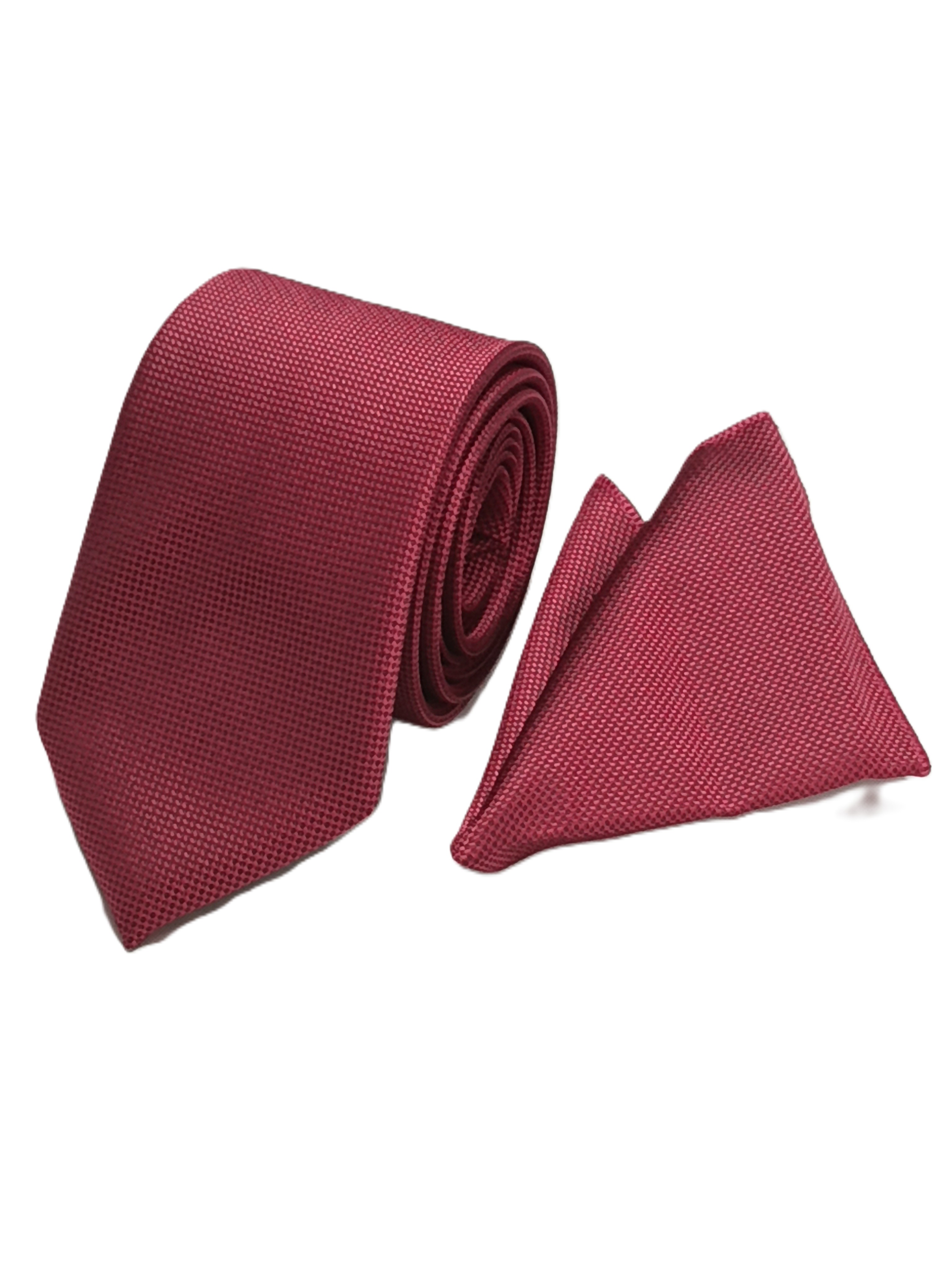 Pánska kravata s vreckovkou z mikrovlákna – výrazná bordová elegancia
