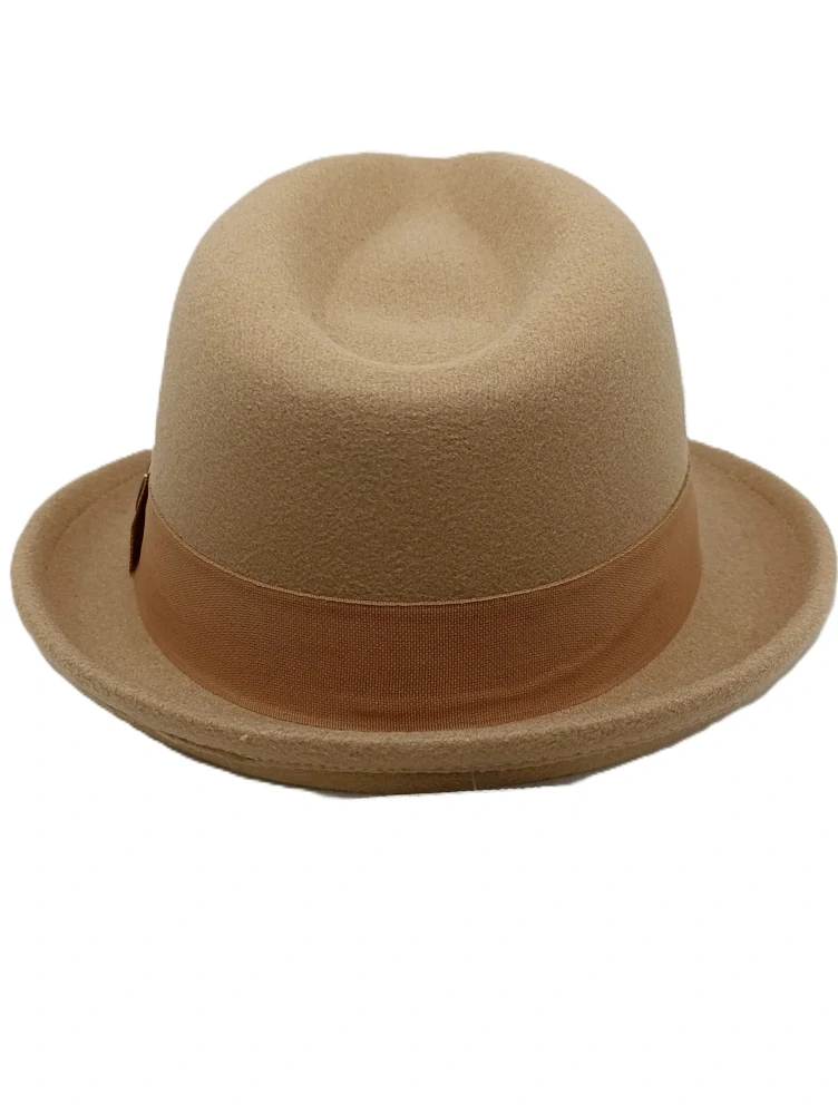 Pánsky béžový fedora klobúk – elegantný plstený model
