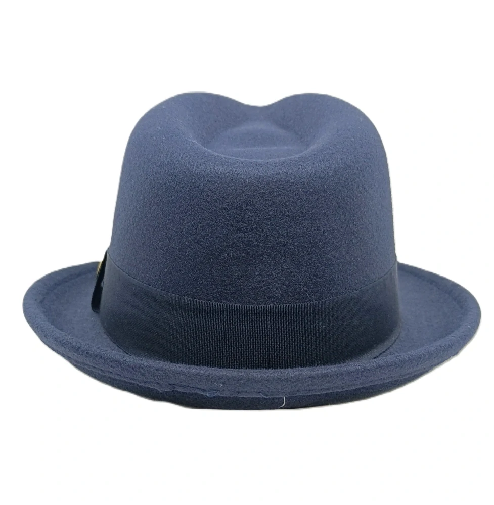 Pánsky modrý fedora klobúk – elegantný plstený model