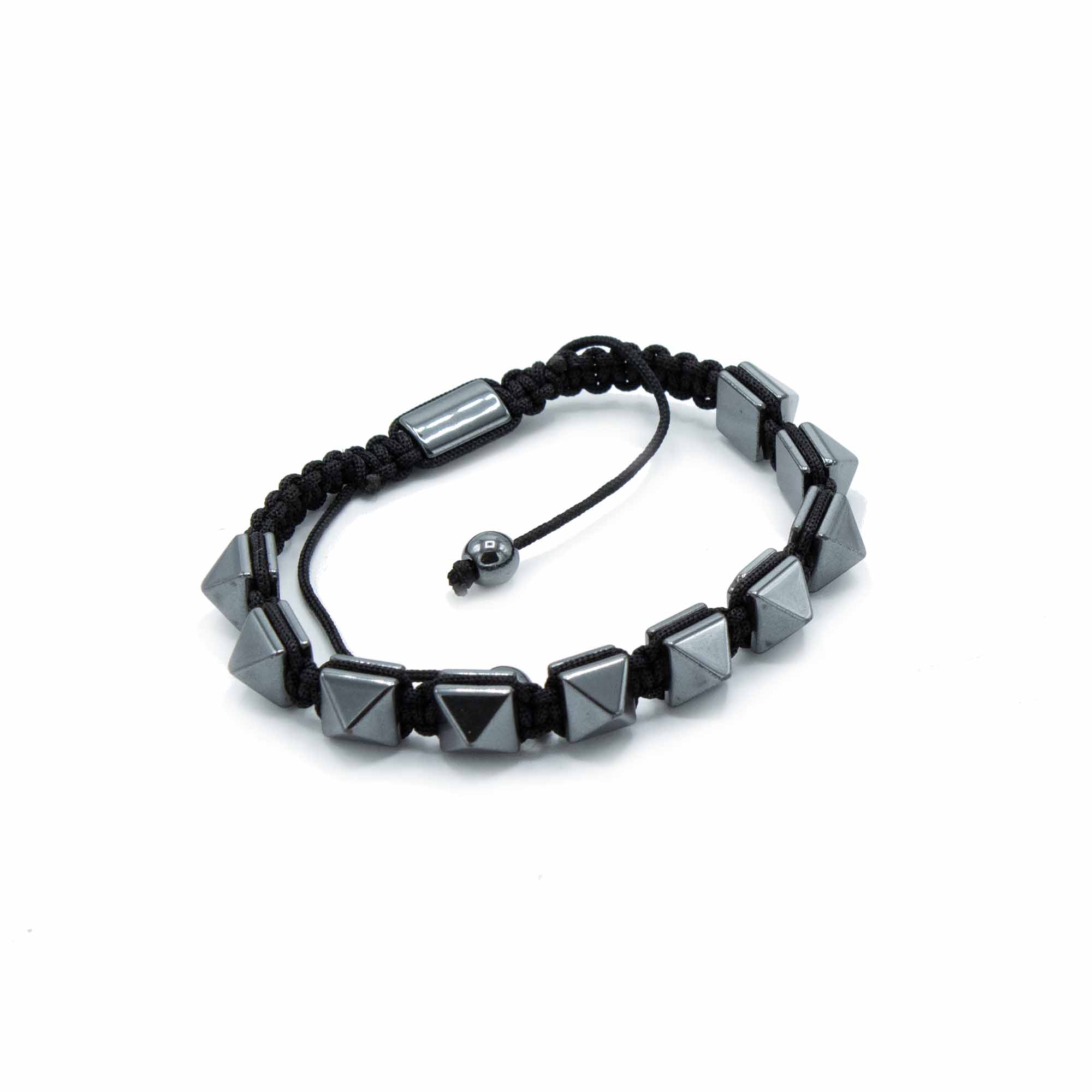 Magnetický hematitový náramok Shamballa - špicaté pyramídy