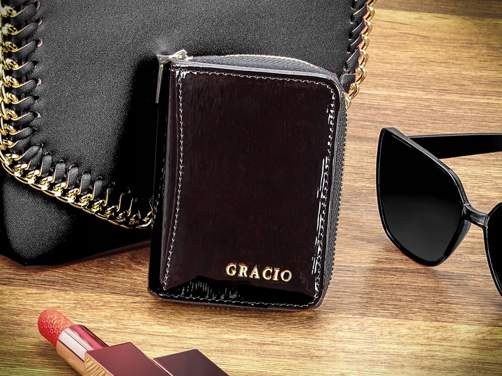 Malá dámska kožená peňaženka GRACIO s RFID- čierna