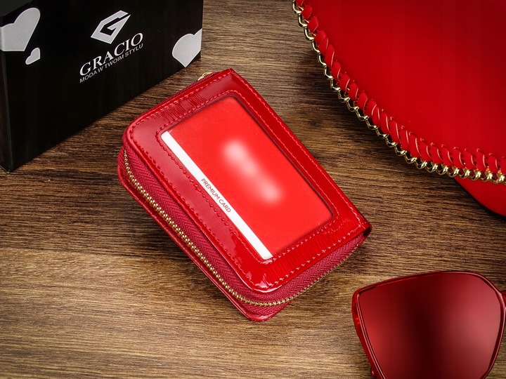 Malá dámska kožena peňaženka GRACIO s RFID- červená